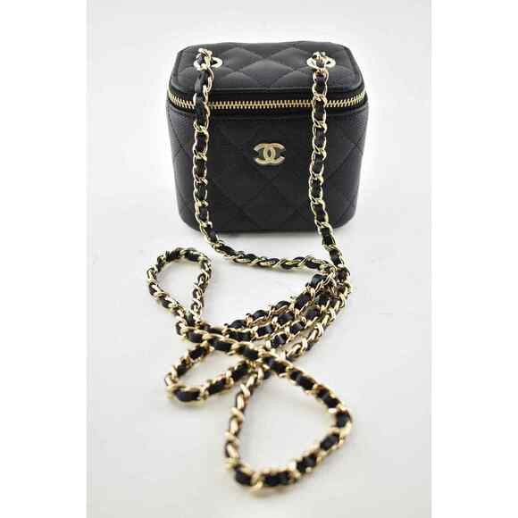 Chanel 21S Mini Black Caviar Vanity Classic Chain Gold Shoulder Crossbody Bag - Picture 2 of 12
